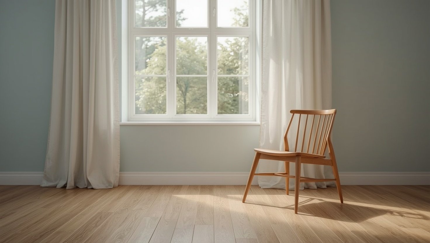 Ruhiger Raum mit Stuhl am Fenster — symbolisches Bild für die Imaginationsübung Sicherer Ort